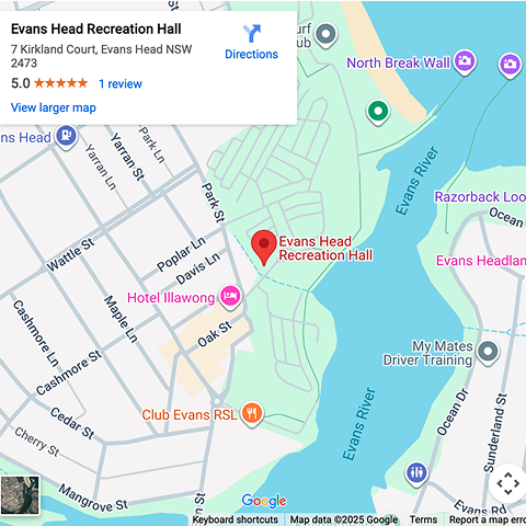 Map of Evan's Head Recreation Hall