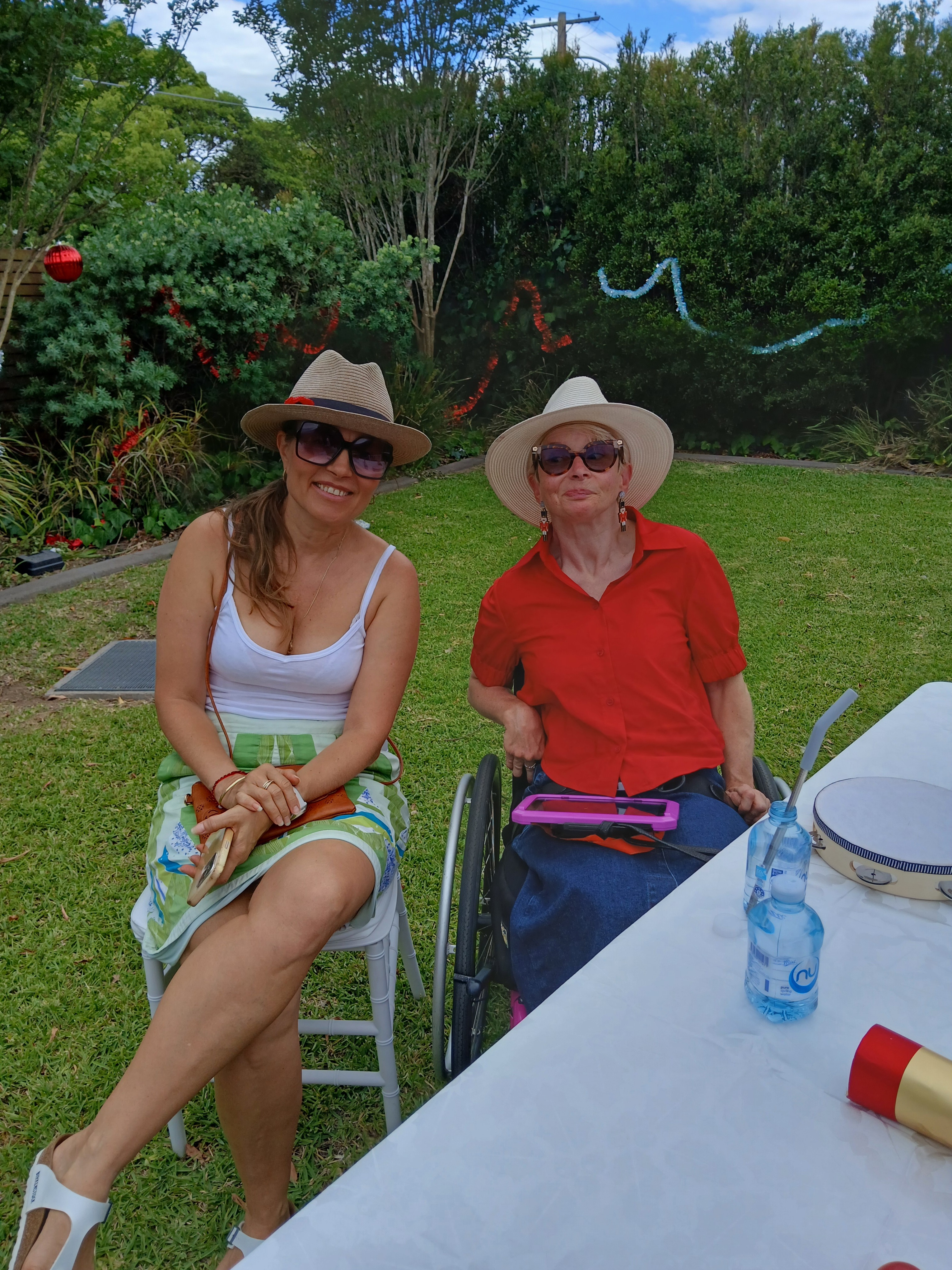 Fiona and support worker at Dundas' Christmas party