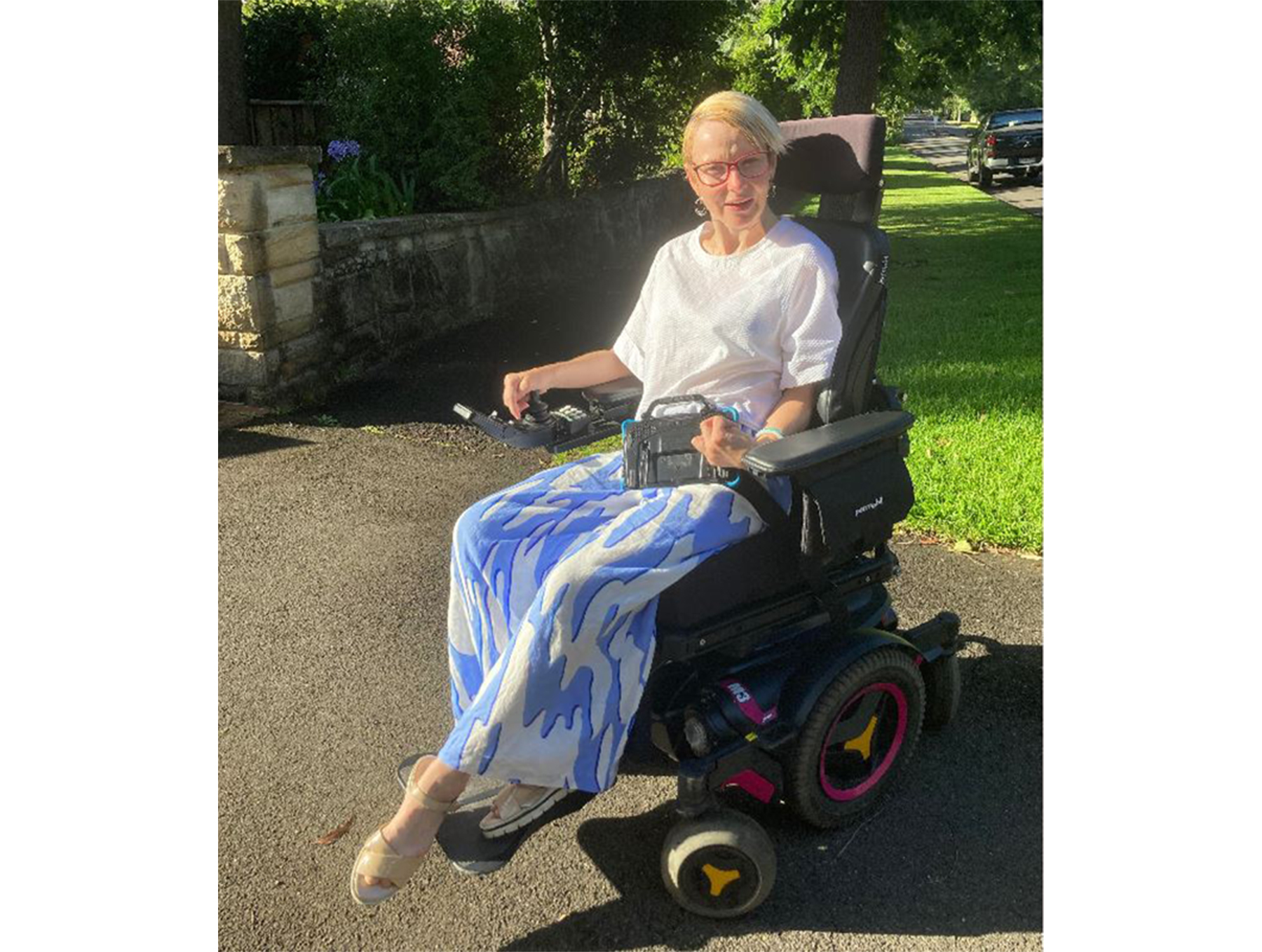 Fiona Bridger uses a power chair to get around Sydney