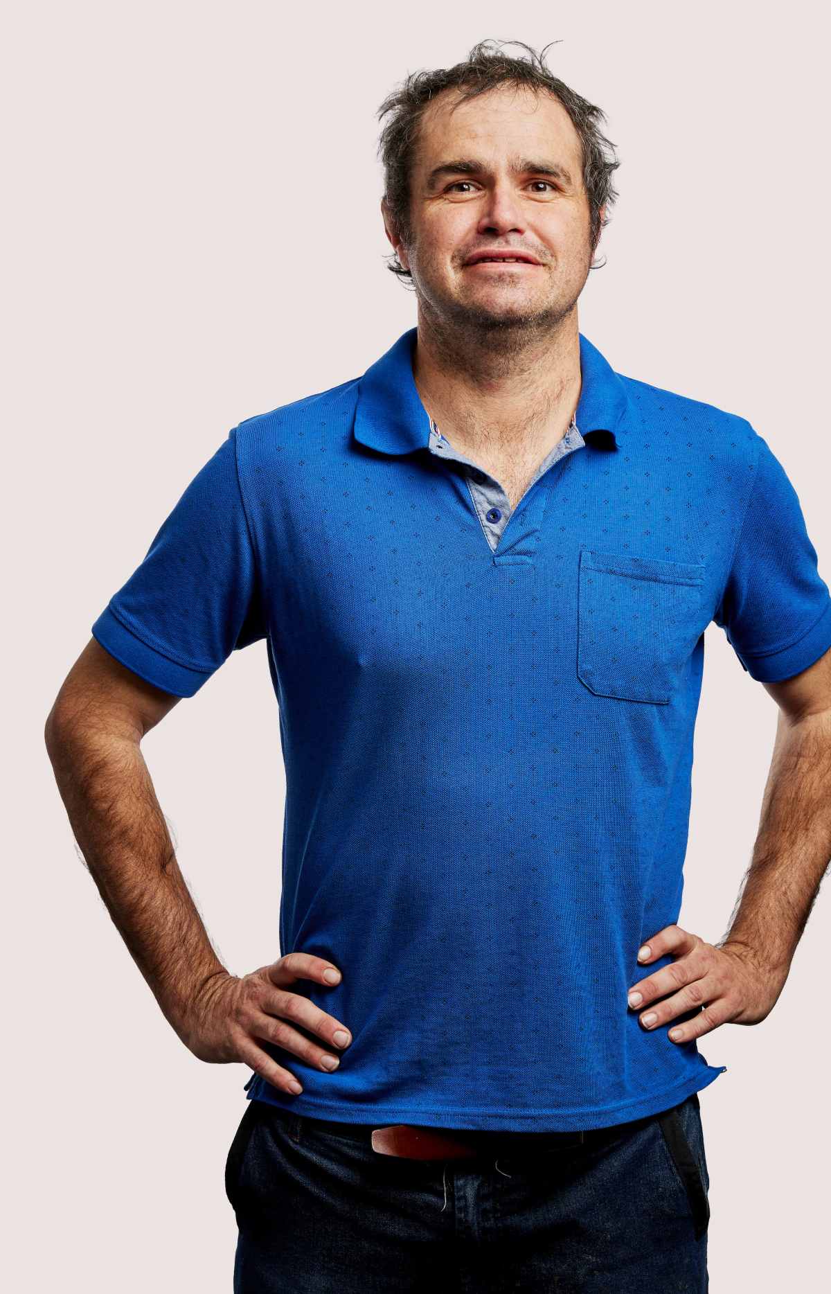 Man in blue shirt Man in blue shirt