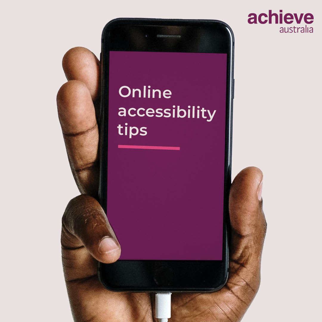 online accessibility tips written on a phone screen in a hand