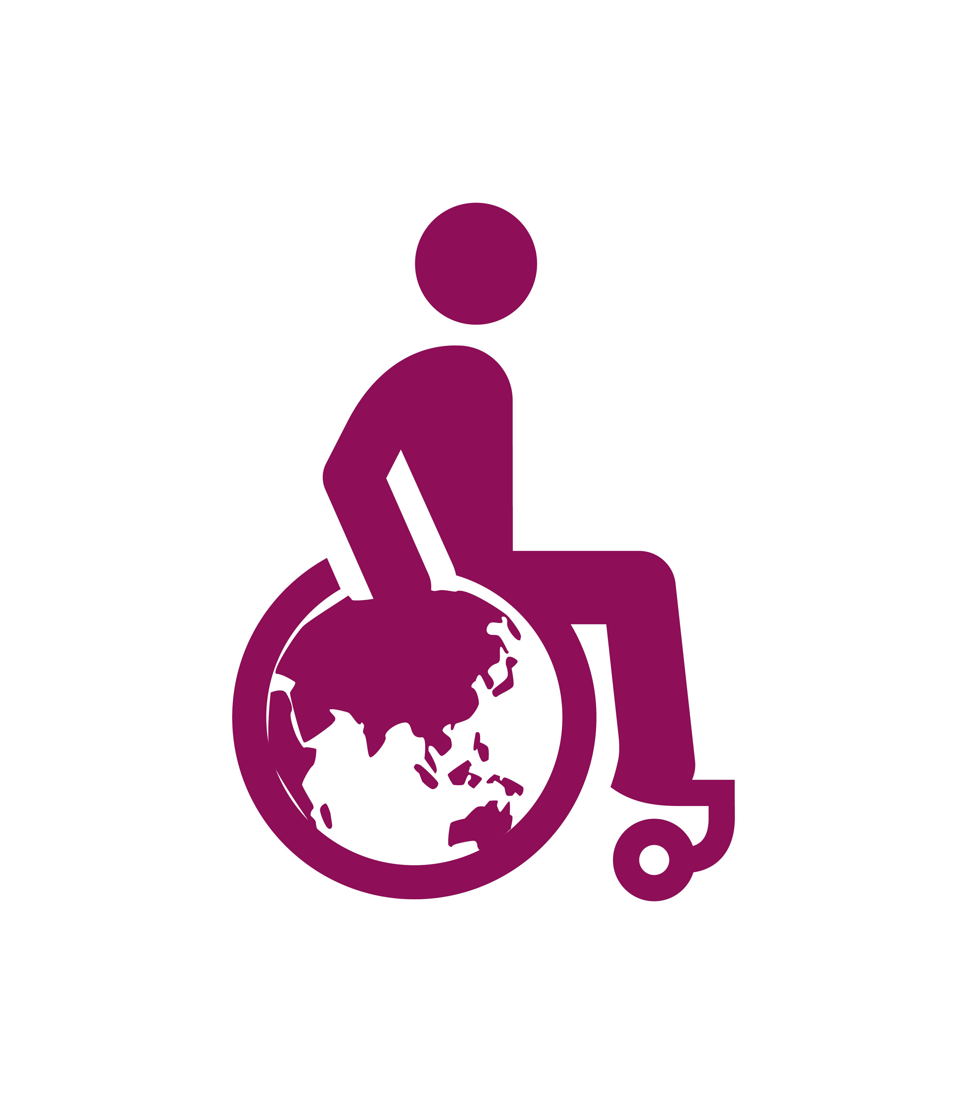 Wheelchair with a globe in the wheel