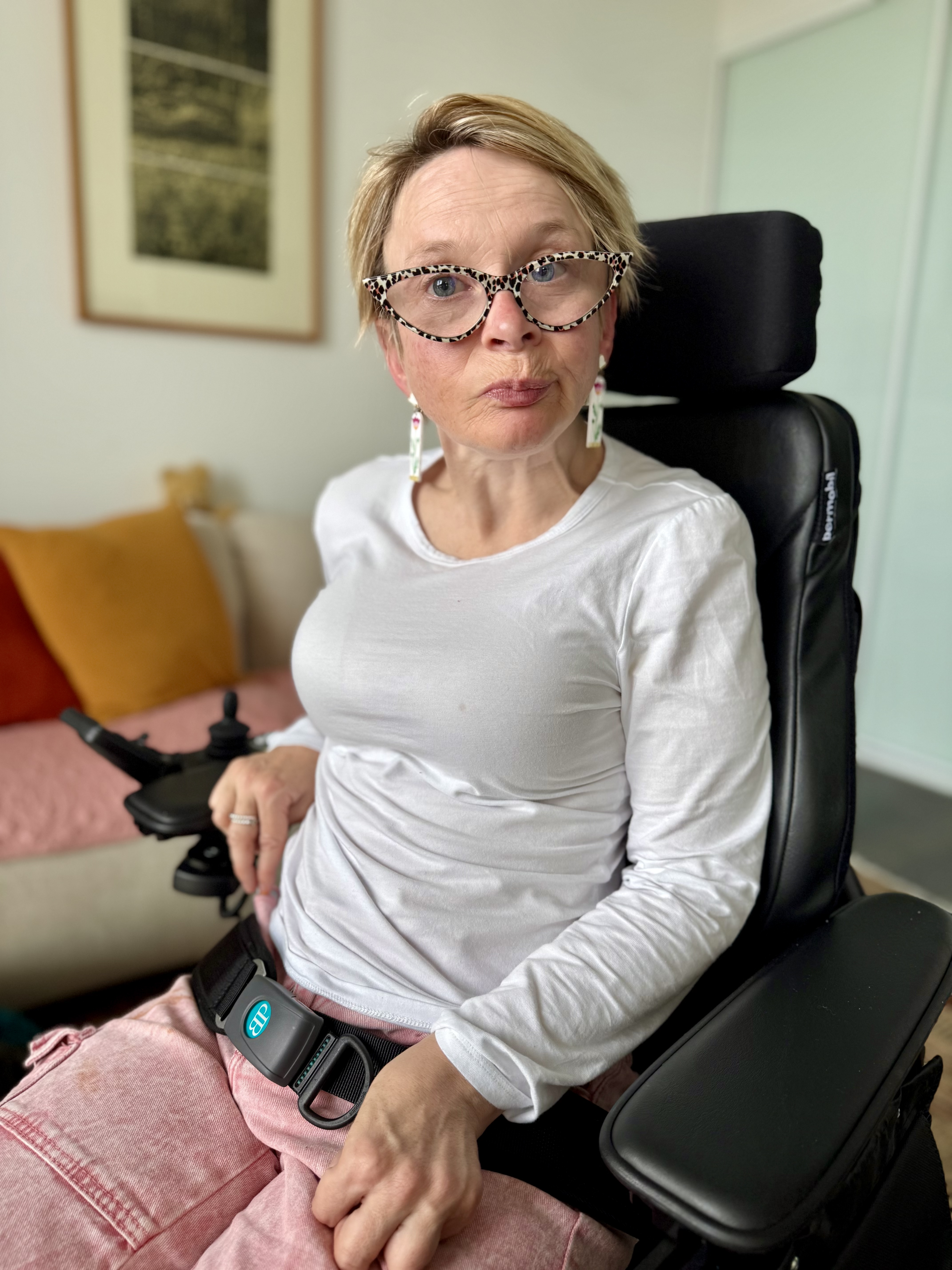 Fiona sitting in her chair